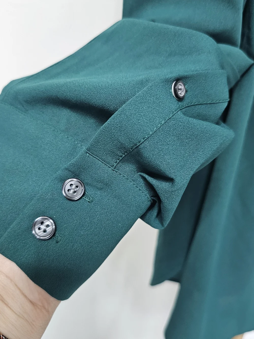 J.Crew Pintuck Blouse XL Dark Teal Hidden Button Long Sleeve Career Top